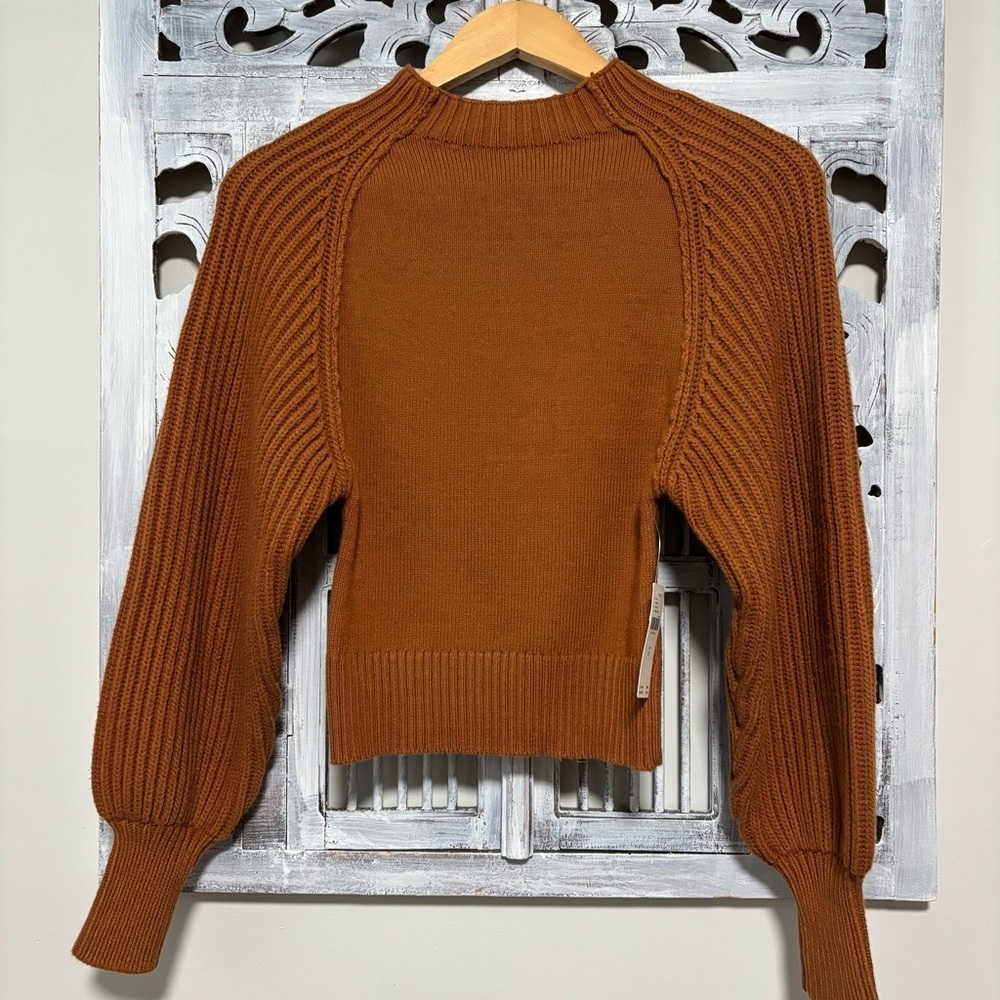 NEW Maeve Mock-Neck Raglan Honey Ribbed Sleeve Pullover Sweater Size XS - Picture 5 of 10